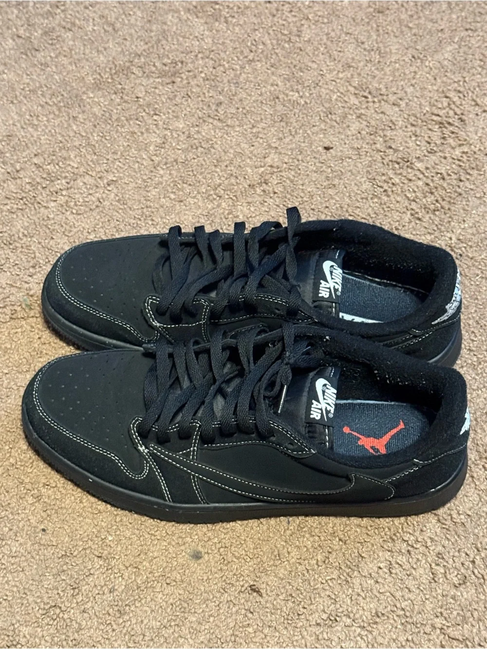 Jordan Men's Black Sneakers with White Stitching